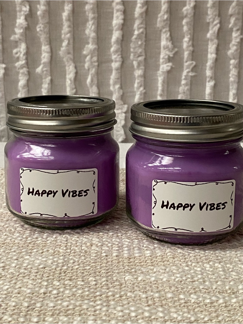 Happy Vibes Purple organic Jar Candles - Set of 2